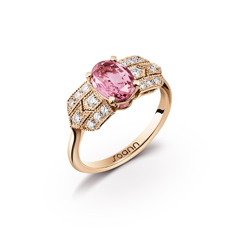 Bague Charleston saphir rose
