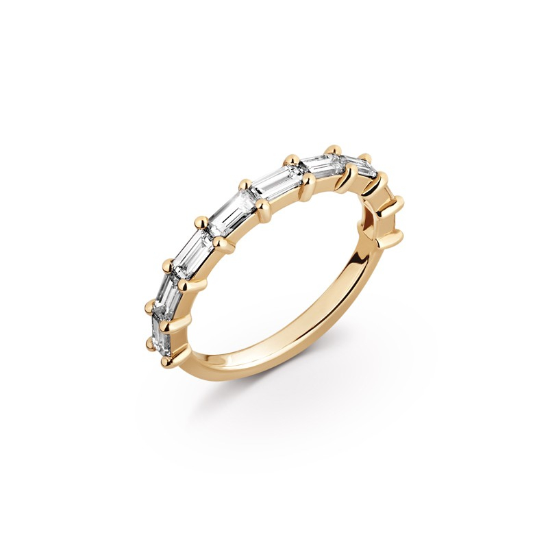 Alliance diamants baguettes demi-tour