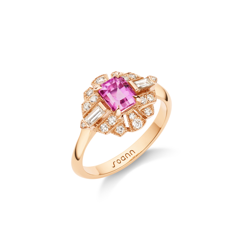 Bague Charleston Baker mini saphir rose