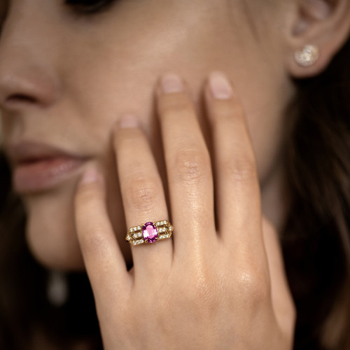 Bague Charleston saphir rose 