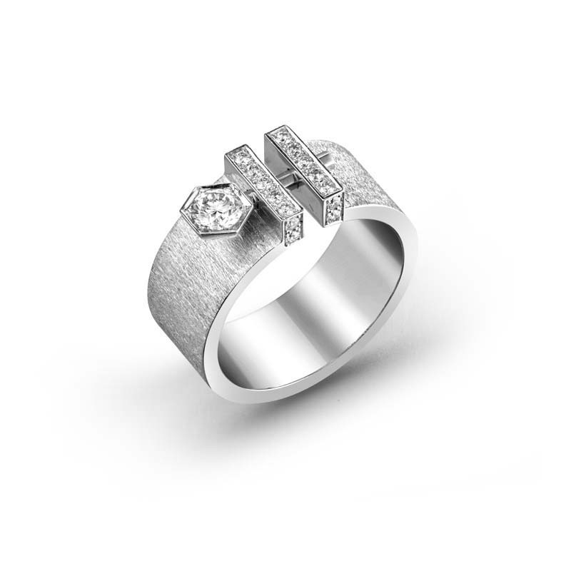 Bague Variation hexagone 36