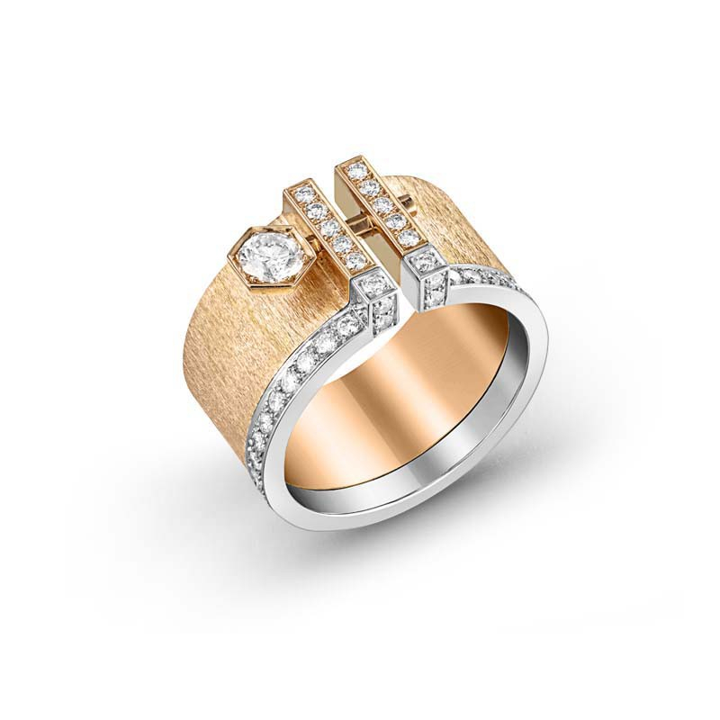 Bague Variation hexagone duo